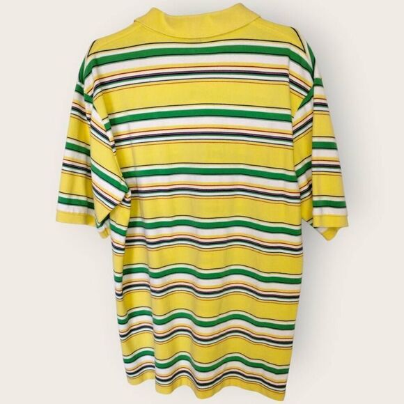 Polo Ralph Lauren Sz Large Tall Yellow/Green Stripe Shirt Mesh Fabric Casual Gol - Picture 2 of 9